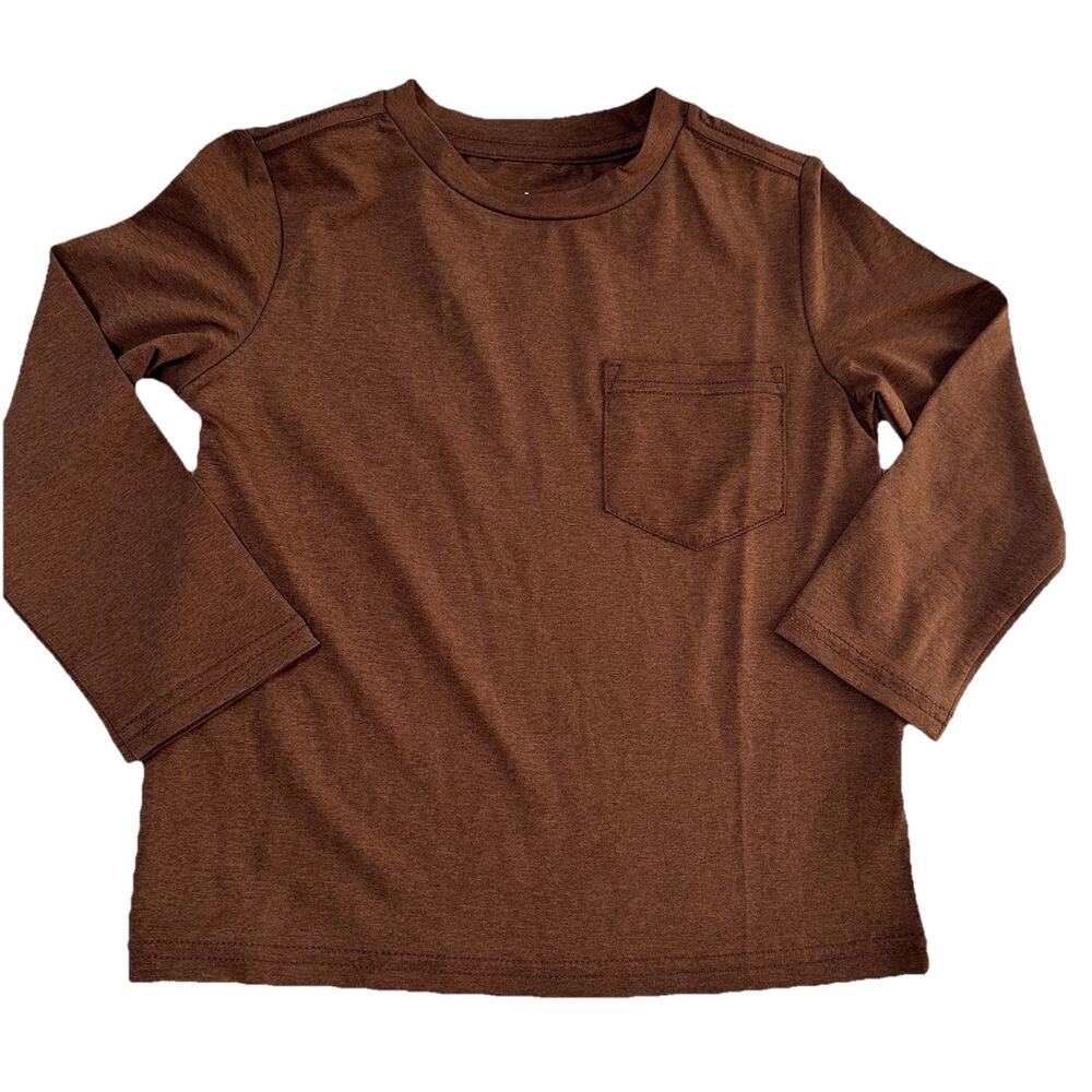 01.Algo Boys Brown Performance Long Sleeve Shirt Moisture Wicking Size 2T NWOT 1